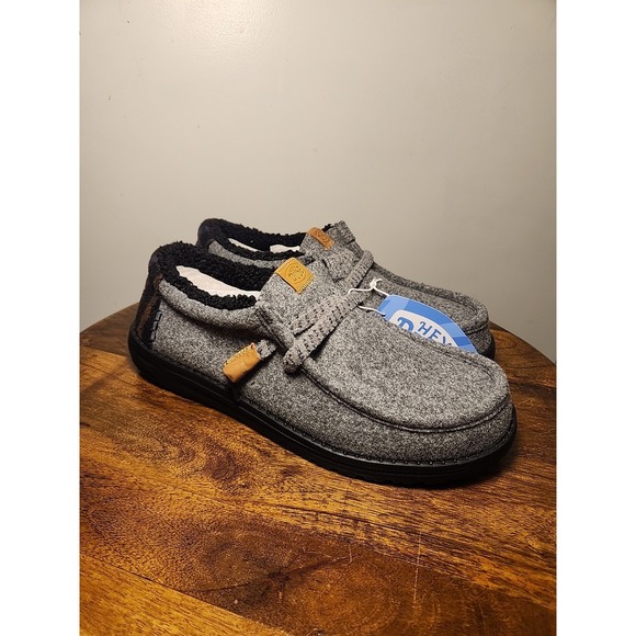 Hey Dude Wally Cozy Plaid Smoke Grey Multi Men\'s Sz 9 Slip On Loafers 44341-1VY‎